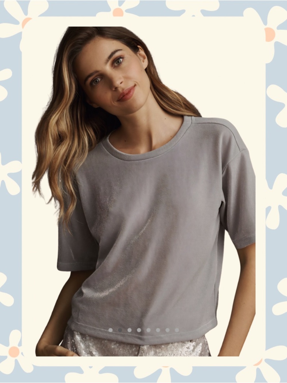 By Anthropologie Short-Sleeve Shine
Cropped Tee in Silver, Sz Med